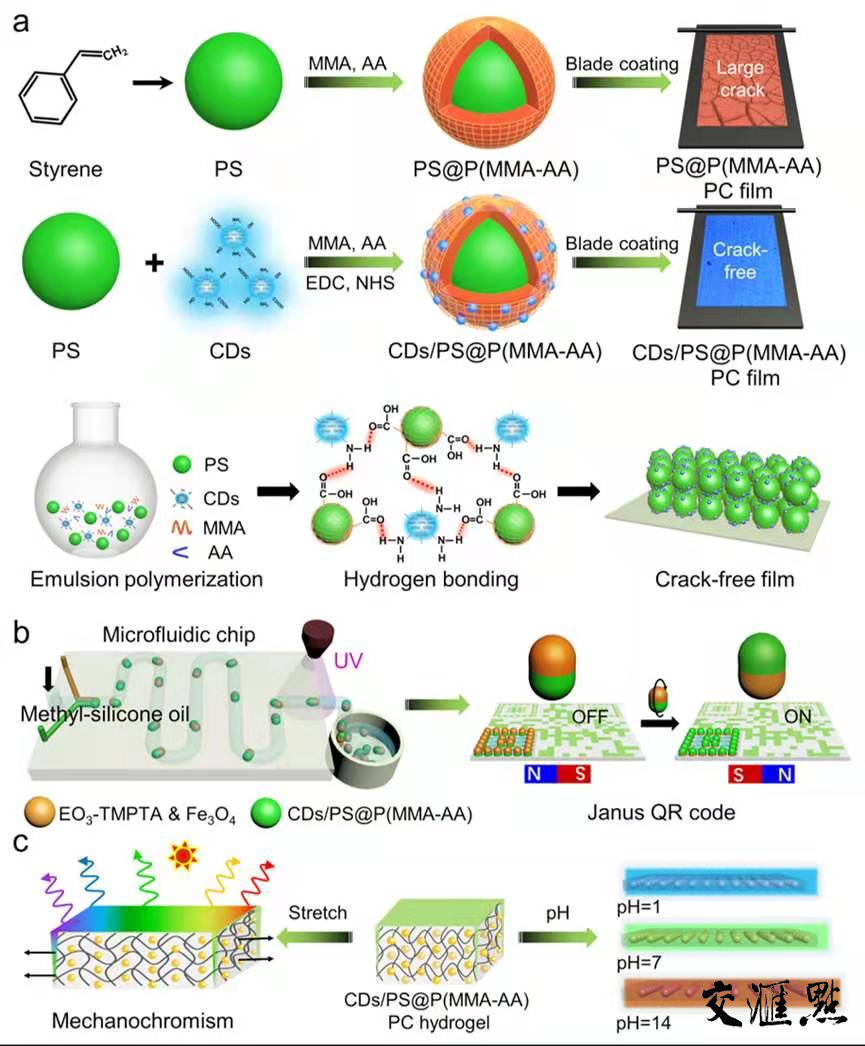 碳點功能化的光子晶體在信息存儲和傳感領域應用的示意圖 碳點功能化的光子晶體在信息存儲和傳感領域應用的示意圖